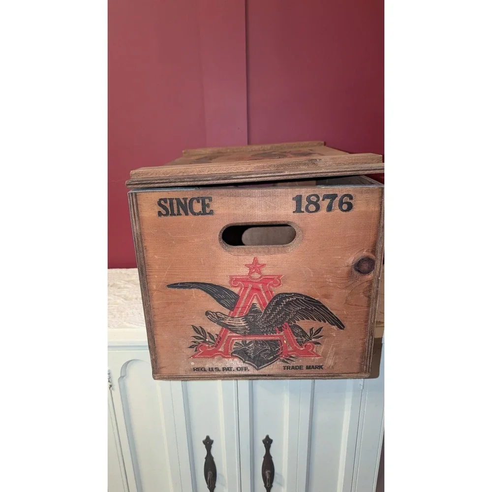 Vintage‎ Budweiser Anheuser Busch Centennial Wooden Beer Crate Box 1876-1976